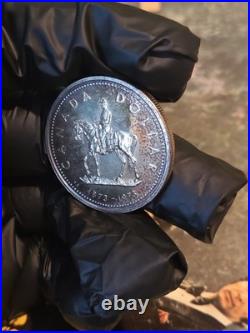 1973 Canada RCMP Centennial Proof Dollar Insane Rainbow Toned Gem