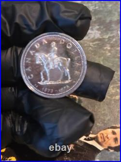 1973 Canada RCMP Centennial Proof Dollar Insane Rainbow Toned Gem