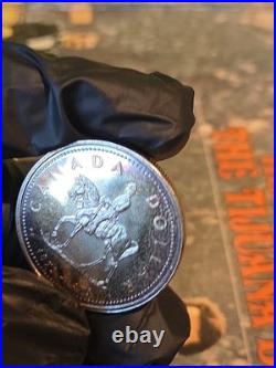 1973 Canada RCMP Centennial Proof Dollar Insane Rainbow Toned Gem