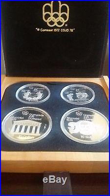 1974 Canada Olympic Games Montreal 1976 4 x silver Proof coin set II wood box