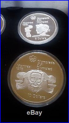 1974 Canada Olympic Games Montreal 1976 4 x silver Proof coin set II wood box