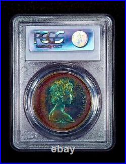 1974 GREEN HULK Toned Canada Winnipeg Proof Silver Dollar $1 PCGS SP67