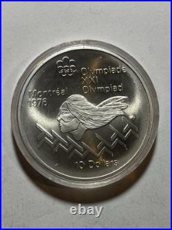 1975 Canada Montreal Olympics 1976 10 Dollar 1.44 Oz Of Silver 9.25