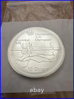 1975 Montreal CANADA Olympics 1.44 Oz ASW Silver $10 Coin Queen Elizabeth II