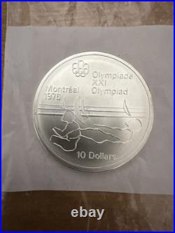 1975 Montreal CANADA Olympics 1.44 Oz ASW Silver $10 Coin Queen Elizabeth II