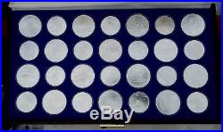 1976 CANADA OLYMPIC 28 COINS SET-Complete With Case & Key-Sterling Silver $5 & $10