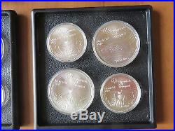 1976 Canada Montreal Olympics Complete Set 28 SILVER Coins Wood Box withCOA