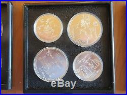 1976 Canada Montreal Olympics Set 28 Silver BU Coins Wood Box with COAs MINT