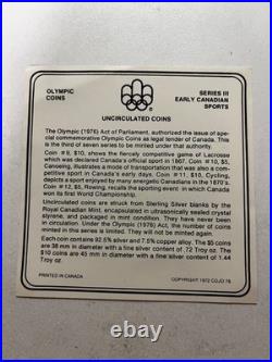 1976 Montreal Olympic Series III Early Canadian Sport 4 Silver Coin Set Rare