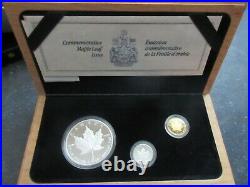 1979 1989 Canada Maple Leaf Silver Gold Platinum Proof set withCOA and Box