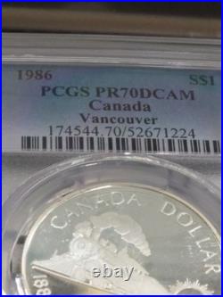 1986 Canada 1 Silver Vancouver Centennial PR70 DCAM PCGS SEE STORE WW2 MEDALS