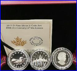 1987-2017 30th Anniversary Loonie $1 Pure Silver Proof 2-Coin Set Loon&Voyageur