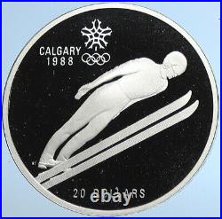 1987 CANADA 1988 CALGARY OLYMPICS Ski Jumping OLD Proof Silver $20 Coin i109672