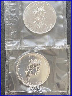 1988-2008-1 oz maple leaf silver coins in Flex-seal (23 coins) read descriptio