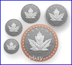 1988-2023 35th Anniversary Silver Maple Leaf 5-Coin Fractional Set Reverse Proof