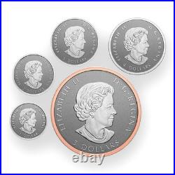 1988-2023 35th Anniversary Silver Maple Leaf 5-Coin Fractional Set Reverse Proof