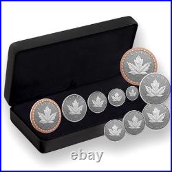 1988-2023 35th Anniversary Silver Maple Leaf 5-Coin Fractional Set Reverse Proof
