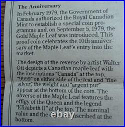 1989 $5 PROOF Silver Maple Leaf Coin