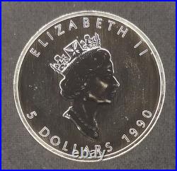 1990 Canada $5 Silver Maple Leaf 1oz. 9999 Fine Silver Bullion Coin