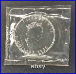 1990 Canada $5 Silver Maple Leaf 1oz. 9999 Fine Silver Bullion Coin