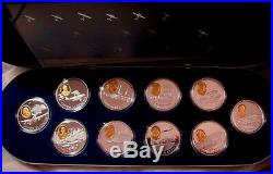 1990 Canada Aviation Gold Sterling silver 10 x $20 Dollars proof coin set