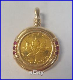 1993 Canada 1/10 oz Gold Maple Leaf Queen Elizabeth II Coin Pendant