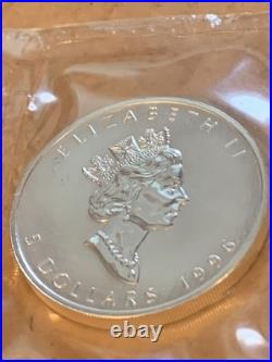1996 Canada $5 Silver Maple Leaf. 9999% Pure 1 oz RCM Sealed Awesome Coin