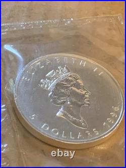 1996 Canada $5 Silver Maple Leaf. 9999% Pure 1 oz RCM Sealed Awesome Coin