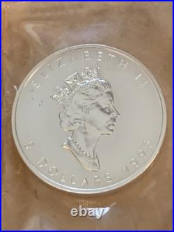 1996 Canada $5 Silver Maple Leaf. 9999% Pure 1 oz RCM Sealed Awesome Coin