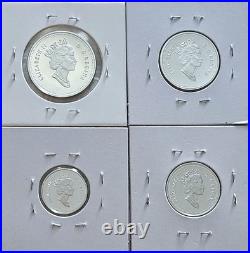 1997 Bu Unc Cameo Canadian Elizabeth II, 92.5 Sterling Silver Proof Coins