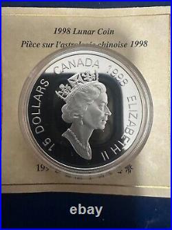 1998 Canada $15 Lunar Sterling Silver Coin Series Year of the Tiger