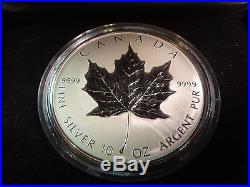 1998 Canada $50 10 Ounce Silver 10th Anniversary Silver Maple Leaf Coin with COA