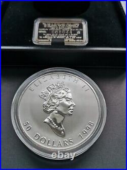 1998 Canada $50 Fine Silver Coins 10 Oz Maple Leaf