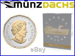 $1 Dollar 5 oz. 9999 fine silver gold plated Loonie Big Coin Series Canada 2015