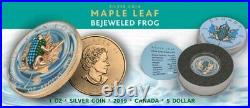 1 Oz Silver Coin 2020 Canada Maple Leaf $5 Bejeweled Frog