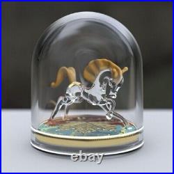 1 Oz Silver Coin 2022 $5 Canada Maple Leaf Murano Glass Series Mustang Horse