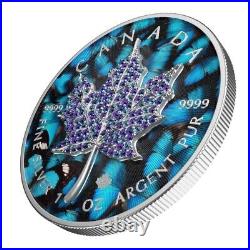 1 Oz Silver Coin 2022 Canada $5 Maple Leaf Seasons January Bejeweled Leaf Insert