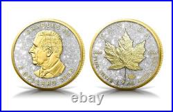 1 Oz Silver Coin 2025 Canada Maple Leaf Diamond Dust & 24k Gold Edition with Box