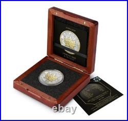 1 Oz Silver Coin 2025 Canada Maple Leaf Diamond Dust & 24k Gold Edition with Box