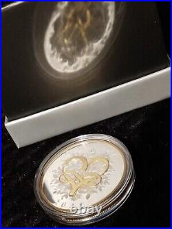 1 Oz Silver Coin With Yellow Gold Plating 2023 Canada Celebrating Love