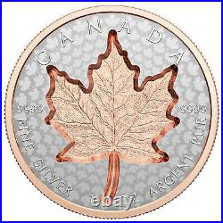 1 Oz Silver Super Incuse Maple Leaf Rose CoA 3333 Rev Proof 20 CAD Canada 2022