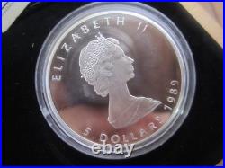 1oz. 9999 Silver Proof 1989 Canada $5 Commemorative Maple Leaf COA