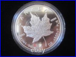 1oz. 9999 Silver Proof 1989 Canada $5 Commemorative Maple Leaf COA