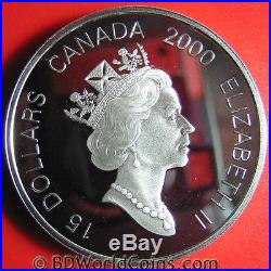 2000 CANADA $15 1oz SILVER PROOF GOLD DRAGON LUNAR RARE GOOD LUCK CANADIAN COIN