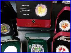 2001-2007 canada $5 maple leaf colored silver bullion 7 COIN set (NO TAX)