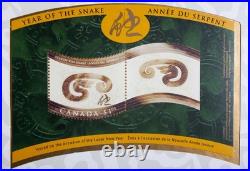 2001 Canada $15 Year of the Snake Sterling Silver Coin & Stamp Set