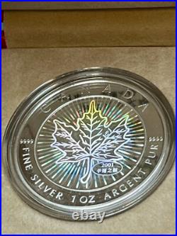2001 Canada Silver Proof $5 coin Hologram Maple Leaf in Case with COA BEAUTY 2001 Canada Silver Proof $5 coin Hologram Maple Leaf in Case with COA BEAUTY