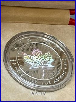 2001 Canada Silver Proof $5 coin Hologram Maple Leaf in Case with COA BEAUTY 2001 Canada Silver Proof $5 coin Hologram Maple Leaf in Case with COA BEAUTY