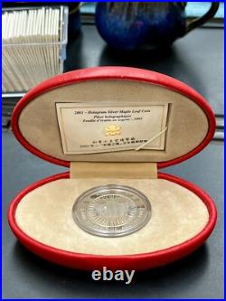 2001 Canada Silver Proof $5 coin Hologram Maple Leaf in Case with COA BEAUTY