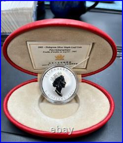 2001 Canada Silver Proof $5 coin Hologram Maple Leaf in Case with COA BEAUTY 2001 Canada Silver Proof $5 coin Hologram Maple Leaf in Case with COA BEAUTY